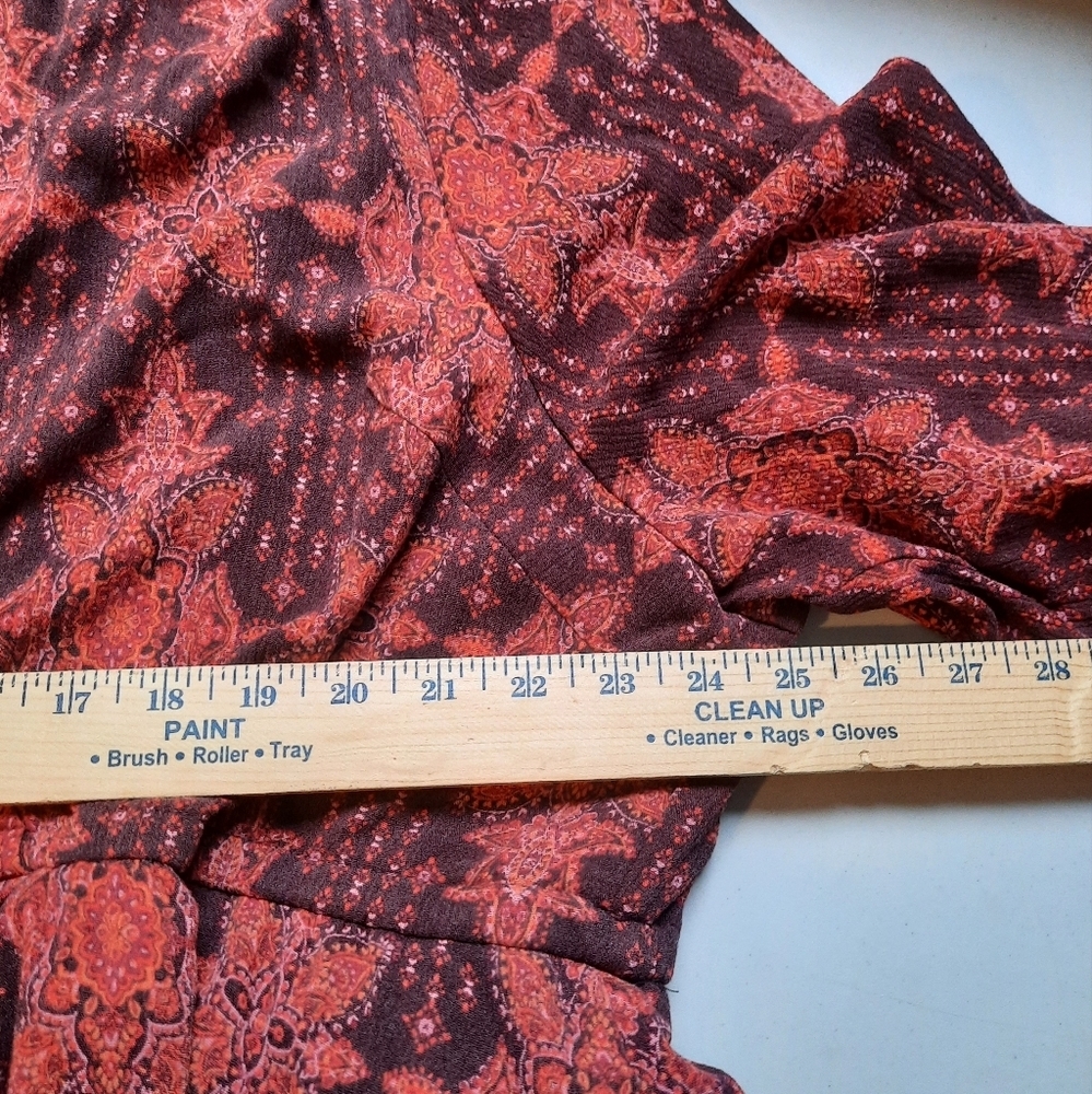 Torrid Midi Washable Crinkle Gauze Dress Size 4‎ 4X Surplice Neck Boho Medallion - Picture 13 of 16